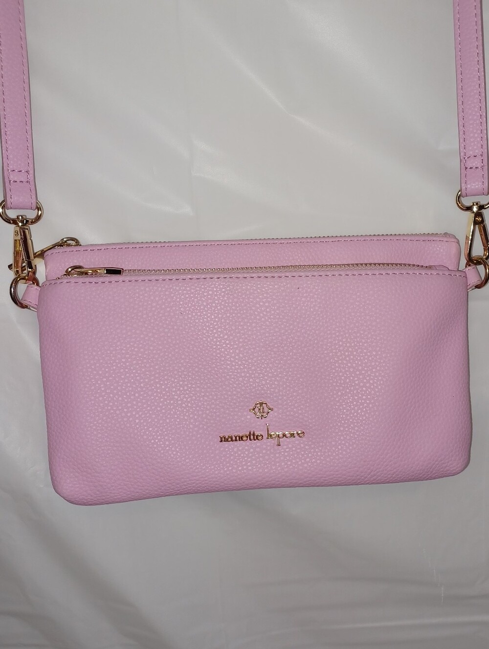 Nanette Lepore Light Pink Soft Pebbled Leather Crossbody Purse Feminine Classy